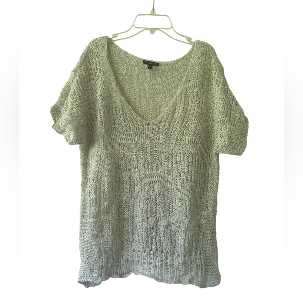 Eileen Fisher Crochet Knit Cotton Top shirt size S